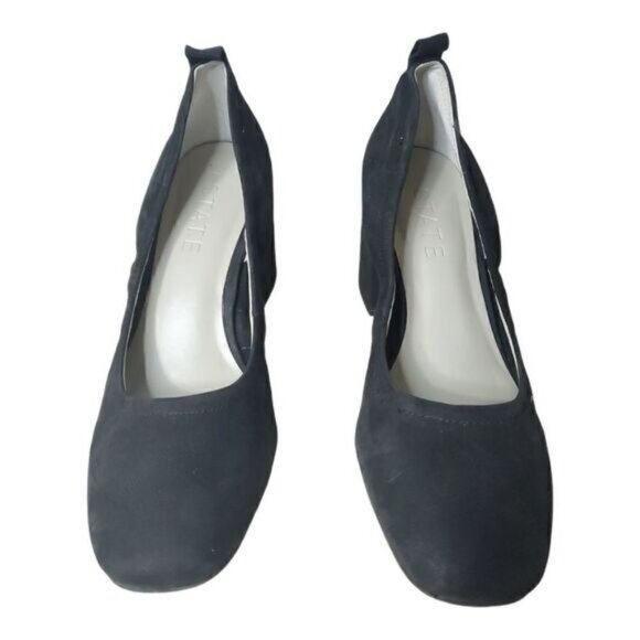 1. State Madene Black Nubuck Leather Chunky Heels - Picture 3 of 6